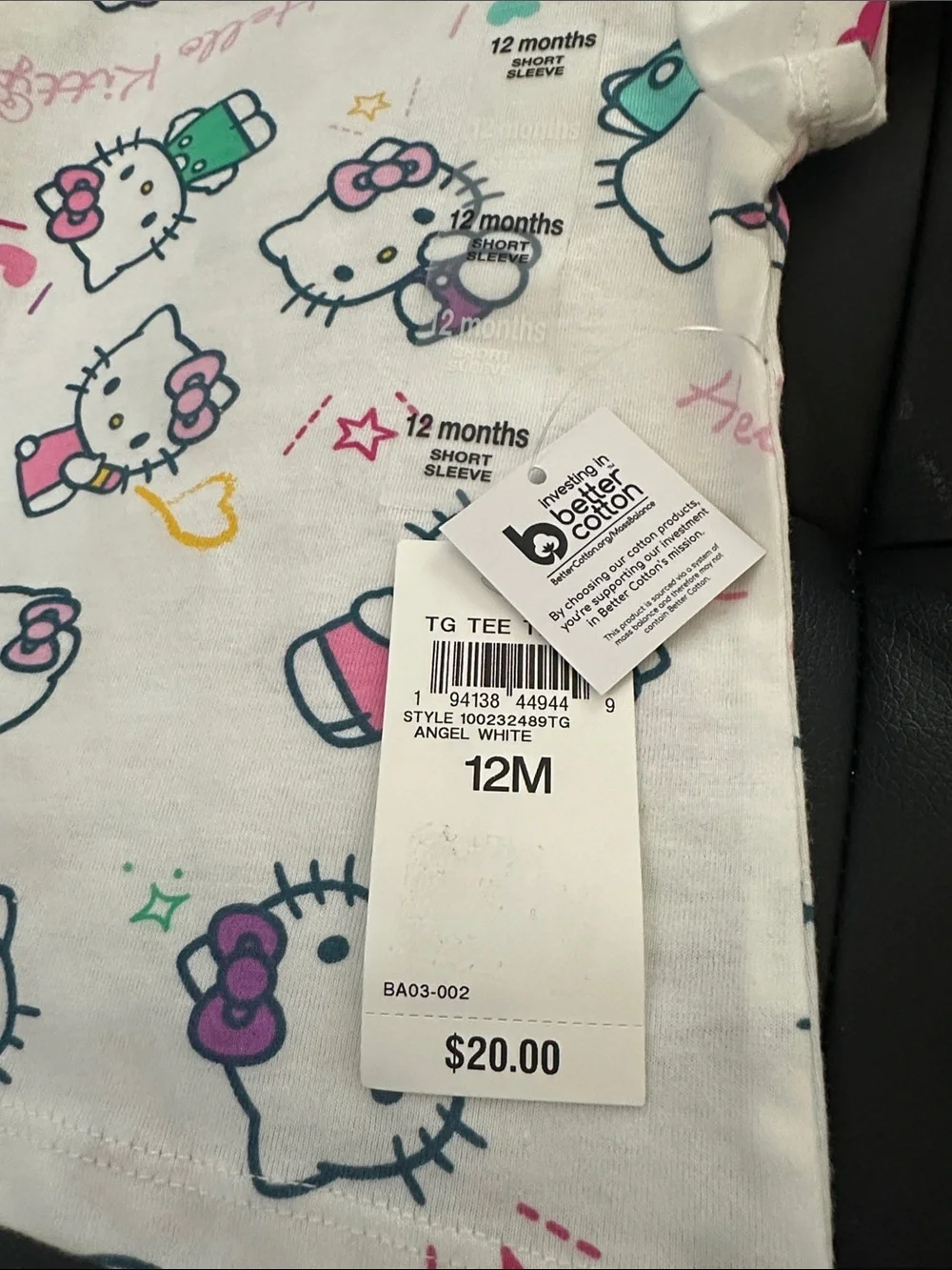 Hello Kitty White Tee with Pink & Teal Accents - Short Sleeve